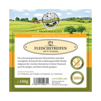 100% Truthahn Trockenfleisch - Hundesnack von Bellfor, ohne Zusätze