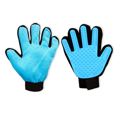 Paar Fellpflege Handschuh zum bürsten Schwarz/Türkis