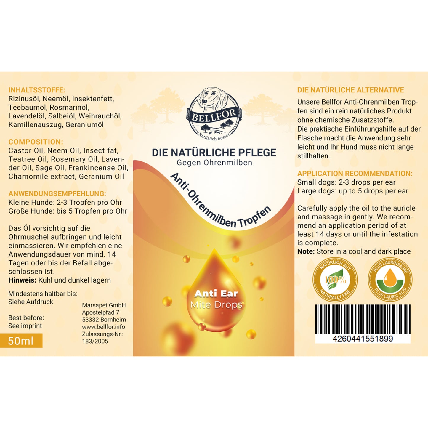 Ohrmilben Tropfen für Hunde - 50ml