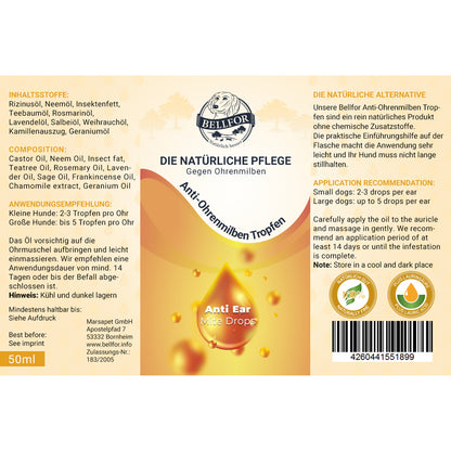 Ohrmilben Tropfen für Hunde - 50ml